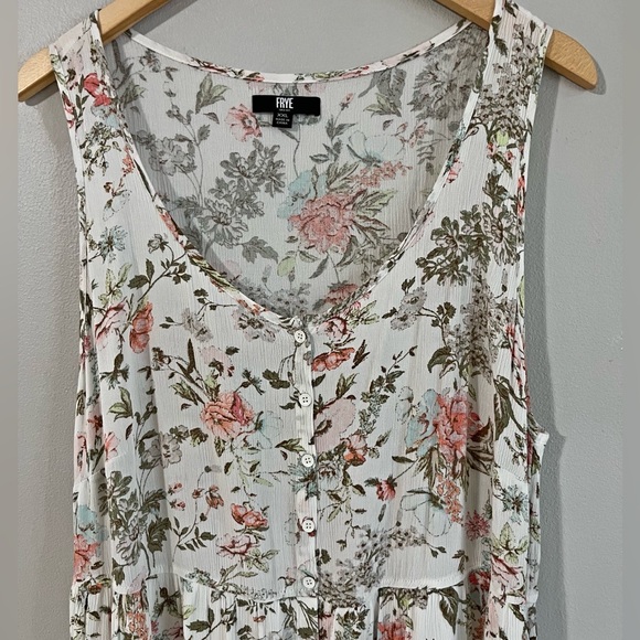 Frye Floral Button Front Midi Dress XXL Boho Cottagecore Tiered Rayon - Picture 3 of 9